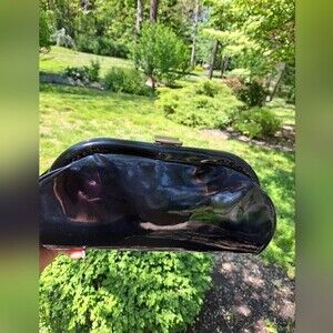 Vintage Clutch Handbag Patent Leather Black Handbag
